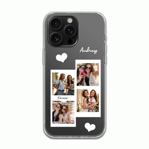 Personalisierbare, transparente Handyhülle, fügen Sie 4 Bilder und Text hinzu, erstellen Sie ein individuelles Geschenk für Familie, Freunde, Liebhaber, für iPhone 17, 16, 15, 14, 13, 12, 11