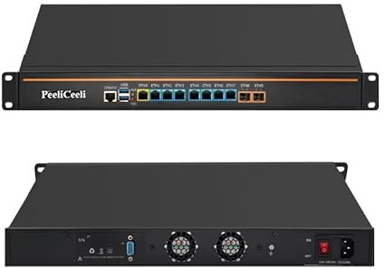 PeeliCeeli 1U Firewall Appliance i5 4430/4440, 19'' Rackmount Router PC 8 x I226-V 2.5G, Dual SFP+ 10GbE Low Power Network Hardware Console, USB, AES-NI, 8GB RAM 128GB SSD