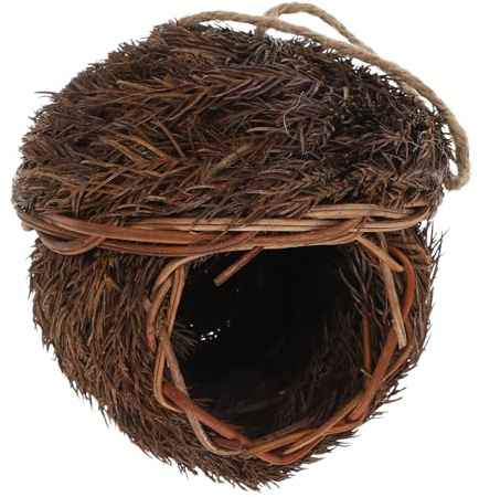 Woven Bird Pendant Outdoor Garden Bird Nest Hanging Ornament | Pine Needle and Tree Branches, Reusable Build, Easy Install, under Tree in Backyard for Birds Random Color