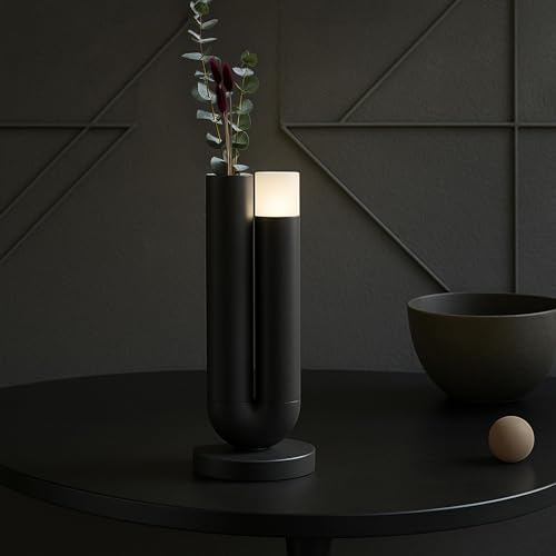 Lightbox LED Tischleuchte mit integrierter Vase, 250 lm, 2700 K, Höhe 27 | LED Tischleuchte mit integrierter Vase, 250 lm, 2700 K, Höhe 27 cm, 3 Stufen dimmbar, Akkubetrieb, induktiv und per USB