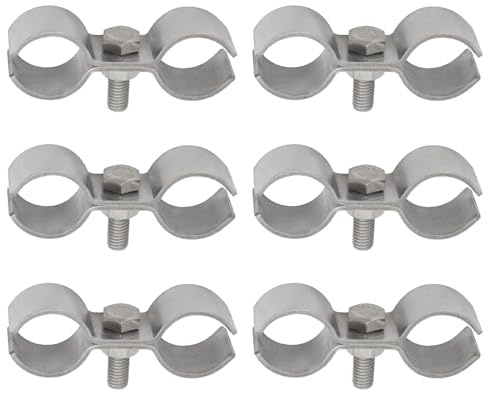 6Pcs Double Pipe Clamp 304 Stainless Steel Dual Pipe Tube Clip with Bolt and Nut for 20mm Tubes