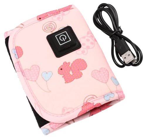 SILENRADAWN USB Bottle Warmer with 3 Gears Adjustable Temperature and Velvet Material, Portable Feeding Bottle Thermal Bag for Newborns and Babies, for Travel and Car Use Random Color