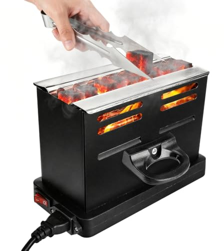 DASIAUTOEM Encendedor de carbón eléctrico, 800 W, carbón vegetal, parrilla de carbón eléctrico, encendedor con pinzas, encendedor de carbón con rejilla de carbón, placa eléctrica para carbón de coco