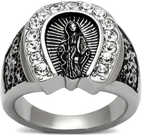 BOBIJOO Jewelry - Chevalière Bague Homme Femme Fer à Cheval Camargue Gitan Vierge Sainte Sara Diamants - 60 (9 US)