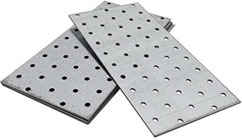OMIDEAS 5 x Lochplatten (200 x 100 x 2) Flachverbinder Holzverbinder Verbindungsplatte Verbinder, Silber Verzinkt