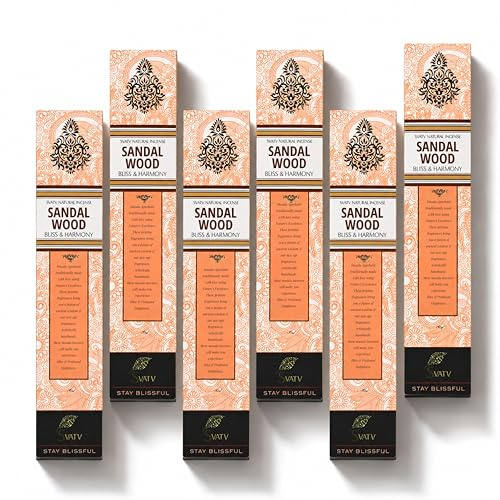SVATV Kräuter- & Antike Methode Sandelholz Räucherstäbchen mit 6 Räucherstäbchen für Meditation, Yoga, Spirituelle, Aromatherapie, Energiereinigung – 15 g x 6 | 90 g