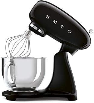 Smeg, SMF03BLEU Küchenmaschine, 10 Geschwindigkeitsstufen, Planetenrührwerk, Sicherheitsabschaltung, 2 Rührbesen, Kugelgriff aus Edelstahl, 800 W, Schwarz