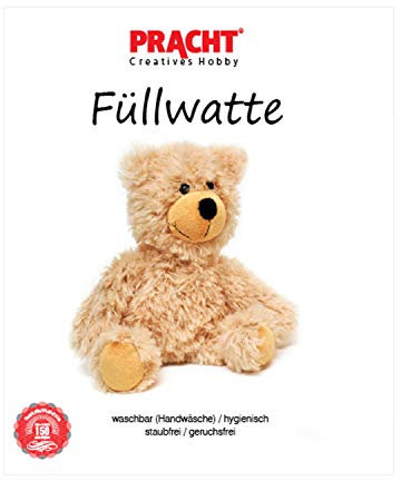 Pracht Creatives Hobby 4708-02112 Füllwatte weiß, Beutel mit 300 g, waschbar, hygienisch, staub- und geruchsfrei, hochflauschig, zum Füllen von Puppen, Teddybären und Kissen