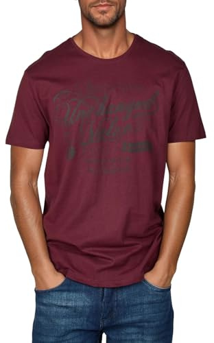 riverso Tshirt Herren Baumwolle Regular Fit RIVLeon Rundhals Kurzarm Sommer Tee Shirt Print, Größe:L, Farbe:Rot (GJD)