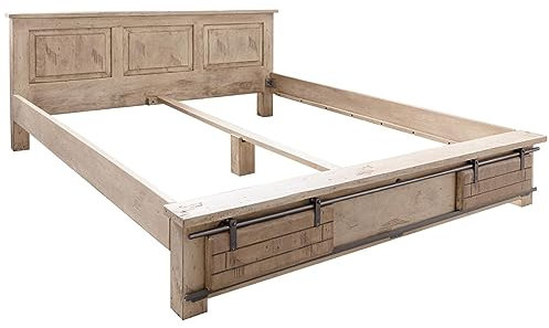 MASSIVMOEBEL24.DE Railway Bett Mango 180x200, Farbe:beige lackiert