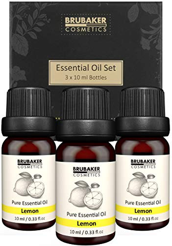 BRUBAKER Cosmetics 3er-Set Lemon Öl - Konzentration, gute Laune & Lebensfreude - Ätherische Öle Aromatherapie Geschenkset 3 x 10 ml Zitrusöl Vegan