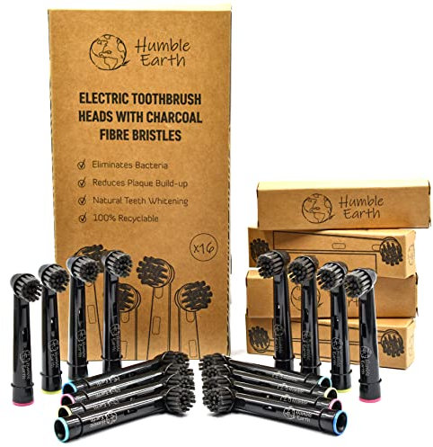 Humble Earth Recycelbare Zahnbürstenköpfe mit Kohleborsten, kompatibel mit Oral-B Elektrische Zahnbürste (16 Stück)