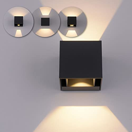 SellTec LED Wandleuchte Up & Down Light, Cubus anthrazit sparsame Außenlampe Fassadenlampe, verstellbarer Lichtstrahl warmweiß…
