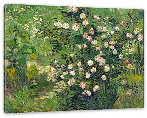 Pixxprint Vincent Van Gogh - Rosen, Größe: 100x70cm, Leinwandbild, fertig gespannt, Wandbild, Dekoration, Kunstdruck, kein Poster