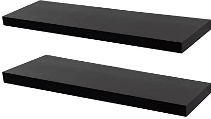 Harbour Housewares Modern Floating Wall Shelf - 100cm - Black - Pack of 2 - Photo Gallery Bookshelf Wall Shelves for Living Room Display, Bedroom, Office Storage