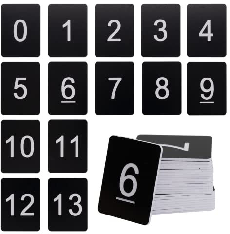 Nummernschilder, Kunststoff, rechteckig, 0–100, Schwarz