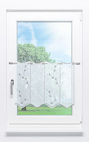 LYSEL Scheibengardine Blattranken #1W (BxH) 62,8cm x 60cm grau