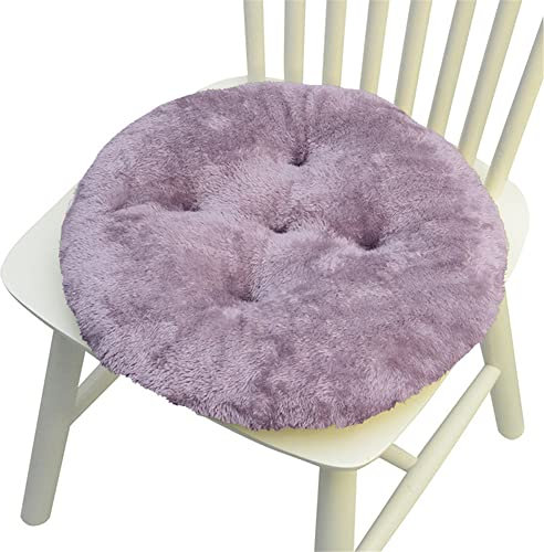 Hiseng Cojín de Silla Tatami Cojines para Asiento, Espesar Suave Cojín, Felpa Color sólido Redonda Cojin para Sofá, Colchoneta para Cocina Jardín Oficina en Casa,40x40cm (Violeta)