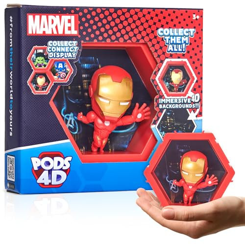WOW! PODS - 4D Marvel Ironman, Unique Connectable Collectable Bobble-head figure that Bursts from their World into Yours, Wall or Shelf Display, Marvel Toys and Gifts, Series 1 no. 408