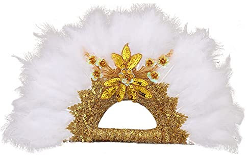 Bridal Hand Fan Elegant Wedding Feather Fan Unfoldable Show Fan African Style Fan Dance Costume Accessory