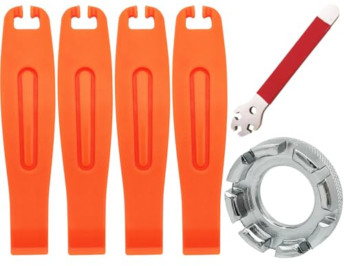 CTRICALVER Kit de Ilave Radios Bicicleta, 2 pcs Llave Radios Bicicleta, 4 pcs Palanca Neumaticos Bicicleta, Herramientas para la Reparación de Bicicletas, Juego reparación neumáticos Bicicleta