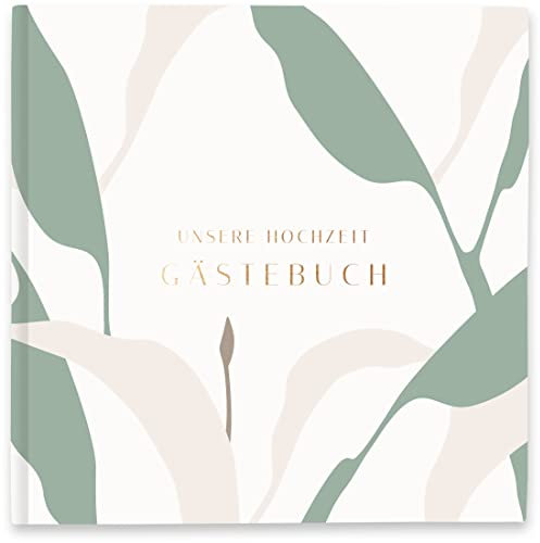 Hugs & Joy Gästebuch Hochzeit mit Fragen und Goldfolie-Veredelung - 40 Gästeeinträge mit Platz für Instax Fotos - Sage Blush