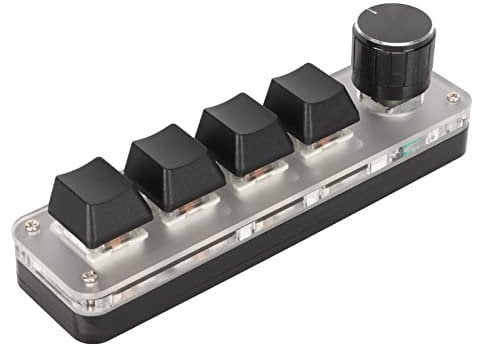 Zunate USB Mini 4 Key Macro Pad with Knob, RGB Backlight Mini DIY Programmable Macro Mechanical Keyboard, Multifunctional Shortcut Game Keypad, Supports Wired USB and Wireless BT