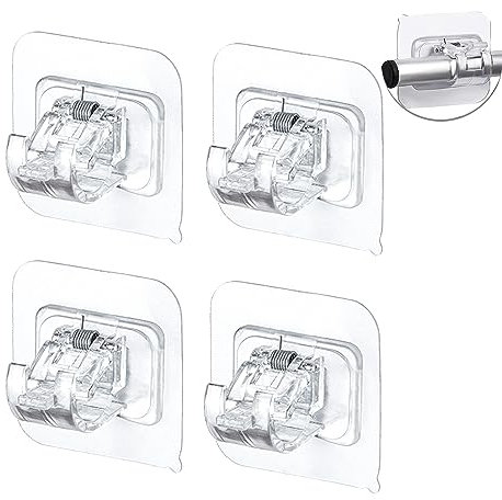 KOBOKO 4er Gardinenstangen Halterung,Gardinenstangenhalter für Gardinenstangen bis Ø 22 mm,Gardinenstange Kleben für Wohnzimmer, Badezimmer, Schlafzimmer, Gardinenhaken Selbstklebend Ohne Bohren