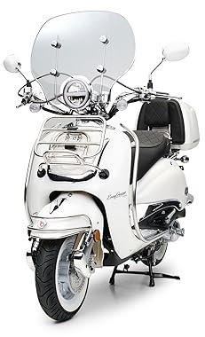 Motorroller Easycruiser Chrome Edition 50ccm Euro 5 Retro Roller 45km/h (Weiß)