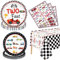 XJLANTTE Lot de 61 décorations de fête d'anniversaire pour 2e anniversaire de voiture de course rapide – Assiettes de voiture de course, serviettes, nappe pour garçons (ensemble de 20 personnes)
