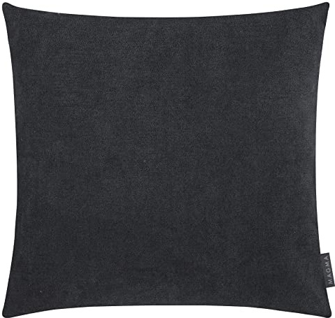 MAGMA Alfa Kissenbezug 50x50 cm - schwarz,- samtig weich kuscheliger Velour Look, rechteckiger Kissenbezug, für Wohnzimmer, Schlafzimmer, Büro und Gästezimmer Waschbar