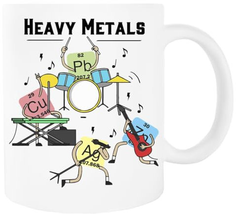 Jinbetee Heavy Metals Rock Chemistry Physics Periodic Table Of Elements Mug Blanc Ceraminc Gobelet à Boire