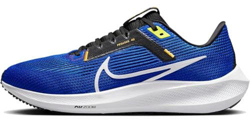 NIKE Air Zoom Pegasus 40 - Zapatillas deportivas para hombre, color azul, blanco, negro, reloj de sol, White Game Royal University Blue Rush Orange, 46 EU