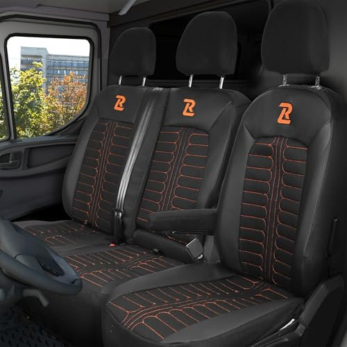 LUCARO Sitzbezüge Auto für Volkswagen Crafter 2, Man TGE 1+2 Orange Auto Sitzbezüge Man TGE, Volkswagen Crafter 2 - Robuster und Bequemer Sitz - Ergonomische Car Seat Cover - Öko-Leder-Sessel