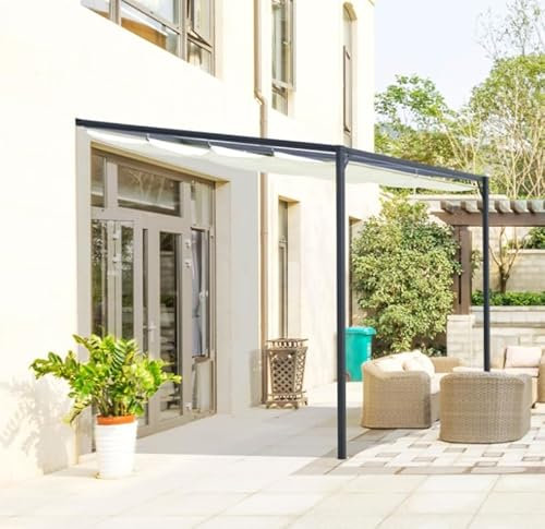 Wall Mounted Pergola Lean To Gazebo 3x3 Garden Patio Sun Shade Retractable Canopy Shelter Large Conservatory Structure Outdoor Deck Awning Marquee