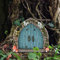 Gartenfigur Feentür Feenfenster Garten Wichteltür Dekoration Miniatur Gartendeko Figuren Statuen Draußen Miniatur Feentür für Outdoor Bäumedekoration Patio Yard Deko Baumdeko (A, One Size)