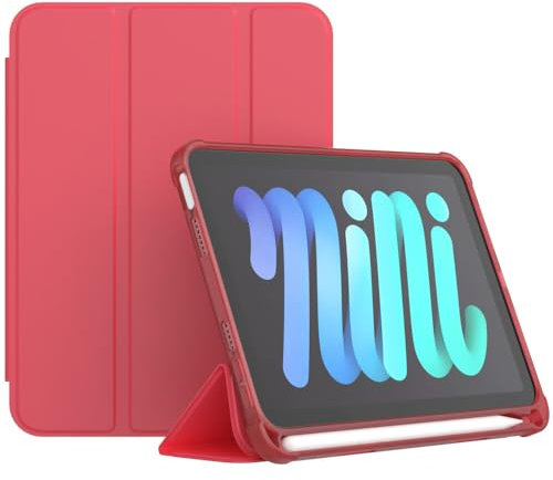 CasurvivePro Étui pour Apple iPad Air 1/iPad Air 2 9.7/iPad 9.7 2017/2018 avec fentes pour stylos (Pencil non inclus), peut être plié avec support intégré pour un rouge robuste