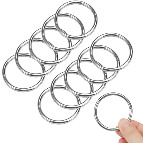 10 Stück O-Ring Metall, 50mm Ring Schnallen, Rund Karabinerring, Runde Karabiner Federöffnung, Ring Metallreifen, Mehrzweck Runde Ring für Hardware, Taschen, Handarbeit, Schlüsselanhänger, Hundeleine