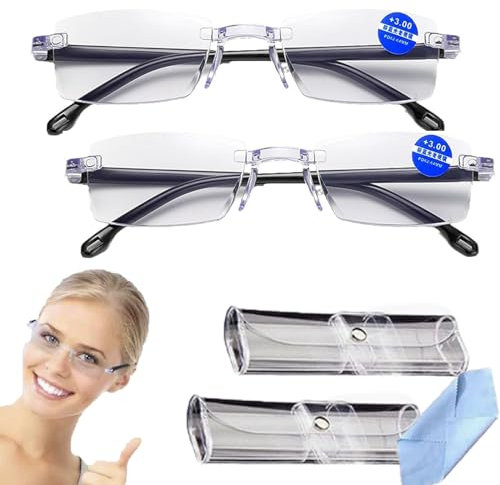 Zoom Brille, Intelligente Zoom Brille, Autozoom-Brille FüR Presbyopie, Intelligente Zoom Lesebrille, Smart Zoom Brille, Automatische Zoom Lesebrille, Zoom Lesebrille (2 Stücke,1.0X)