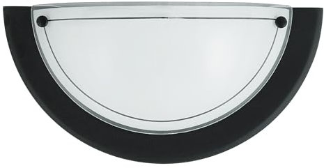 LED Universum Wandleuchte schwarz halbrund Ø31cm aus Glas satiniert und Metall mit E27 Fassung für Glühbirne oder LED-Leuchtmittel | Wandlampe innen Wohnzimmer Schlafzimmer Küche Flur