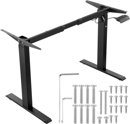 VEVOR Struttura per Scrivania in Piedi, Altezza Regolabile 70-117 cm Lunghezza 95-158 cm Gambe Elettriche per Scrivania per Computer, Base per Stazione Lavoro per Casa, Ufficio Solo Cornice, Nera