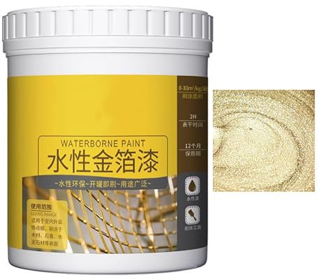 Pintura dorada a base de agua resistente a la intemperie, pintura a base de agua duradera y resistente al agua, pintura de hoja de oro a base de agua para arte pintura manualidades (Oro, 150g)
