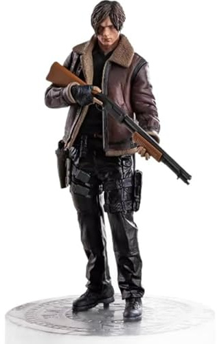 REOZIGN Figur von Leon, mit Lederpistole Leon Scott Kennedy Anime Figuren 29 cm / 11,4 Zoll handgefertigte PVC-Kunst Geschenk