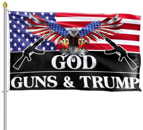 GETBSTOOP Drapeau Dieu Guns Trump 90x150 cm Avec Œillets - Patriotique Aigle Américain Pour Mât