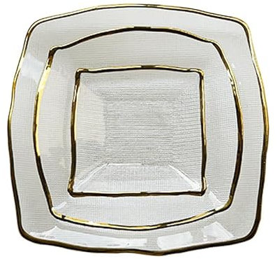 Bafnsiji 1 Set di Piatti in Vetro Trasparente, Set da tavola in Vetro, Piatto da Insalata per Torte, Vassoio da Portata, Piatti da Dessert, Set di Piatti da tavola, per antipasti di Frutta