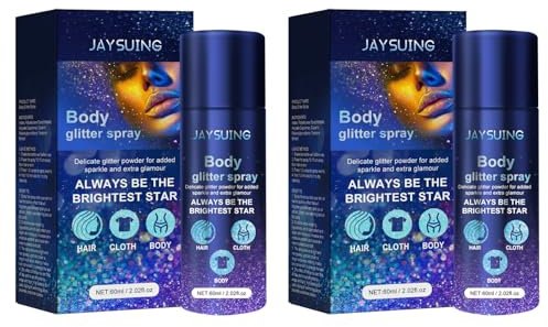 Glitter Spray, MKNZOME 2 Stück Glitzer Spray Haare und Körper Glitzerspray Langlebiges Body Glitter Make-up Geschenk für Frauen Mädchen Gesicht Haare Körper Kleidung Nagelkunst Handwerk