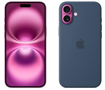 Apple iPhone 16 Plus 128 GB - Rosa + Custodia MagSafe in silicone - Denim