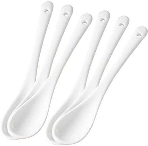 Alipis 6 Pezzi cucchiaio di ceramica agitatori riutilizzabili cucchiaio di ramen cucchiaio asiatico cucchiaio cucina bar spoon cucchiaio per mescolare agitatore riutilizzabile bianca