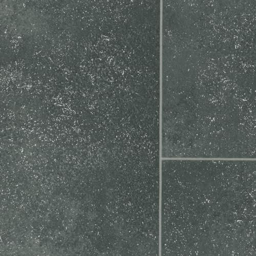 Grey Modern Tile Effect Anti-Slip Vinyl Flooring For Kitchen, Bathroom, & Living Room, 2.0mm Thick Cushion Backed Vinyl Sheet, 2 Years Warranty-2m(6'6) X 3m(9'9)-6m²