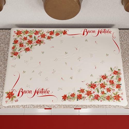 PETTI Artigiani Italiani - Coprifornello Natalizio, Coprifornello Cucina Natalizio, Copri Piano Cottura 50x70 cm, Coprifuochi Buon Natale, 100% Made in Itay